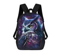 sinyumoney Cosmic Owl Art Print-9 17 Inch Backpacks Kids Schoolbag,3D Printed Elementary And Middle School Students Backpacks for Boys Girls