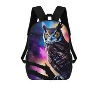 sinyumoney Cosmic Owl Perch-1 Kids School Backpack School Bag 3D Printed School Bag for Boys Elementary And Middle School Students 17inch