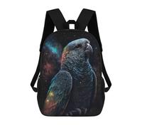 sinyumoney Cosmic Parrot Art Print-3 Children's 17 Inch School Backpack 3D Printed Cool Knapsack for Kids Travel Rucksacks Book Bags Kids School Bag