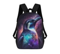 sinyumoney Cosmic Penguin Art Print-2 17 Inch Backpacks Kids Schoolbag,3D Printed Elementary And Middle School Students Backpacks for Boys Girls