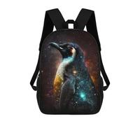 sinyumoney Cosmic Penguin Art Print-3 Backpack 3D Print Kids Bag Elementary Students Daypack Lightweight School Bag for Children Girls Boys Nursery Lunch Pack 17inch