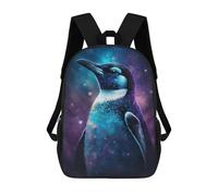 sinyumoney Cosmic Penguin Art Print-6 3D Printed 17 Inch School Backpack Children's Backpacks 3D Printed Cool Knapsack for Boys Elementary And Middle