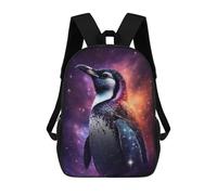 sinyumoney Cosmic Penguin Art Print-7 3D Printed Children's School Backpack for Kids High Capacity Travel Rucksacks 17 Inch Book Bags Kids