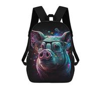 sinyumoney Cosmic Pig Glasses Art Print-1 3D Printed 17 Inch School Backpack Children's Backpacks 3D Printed Cool Knapsack for Boys Elementary And Middle