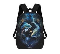 sinyumoney Cosmic Pisces Duo School Bag 3D Printed Backpacks Fashion Kids School Backpack Boys Rucksacks for Boys Middle School Students 17inch