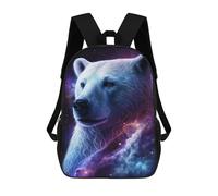 sinyumoney Cosmic Polar Bear Art Print-2 17 Inch Backpacks Kids Schoolbag,3D Printed Elementary And Middle School Students Backpacks for Boys Girls