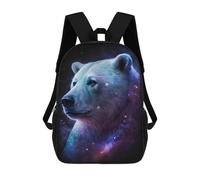 sinyumoney Cosmic Polar Bear Art Print-4 Children's Backpack, 17 Inch 3D Printed School Backpack, Backpack Cartoon Adjustable School Bag for Primary School