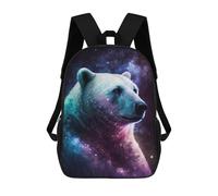 sinyumoney Cosmic Polar Bear Art Print-5 Backpacks Kids 17inch School Backpack School Bag 3D Printed School Bag for Boys Elementary And Middle School Students