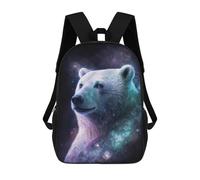 sinyumoney Cosmic Polar Bear Art Print-6 Children's Backpack, 17 Inch 3D Printed School Backpack, Backpack Cartoon Adjustable School Bag for Primary School