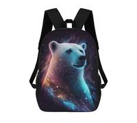 sinyumoney Cosmic Polar Bear Artwork 17 Inch Backpacks Kids Schoolbag,3D Printed Elementary And Middle School Students Backpacks for Boys Girls