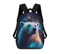 sinyumoney Cosmic Polar Bear Portrait Kids School Backpack 17 Inch School Bag 3D Printed School Bag for Boys Elementary And Middle School Students