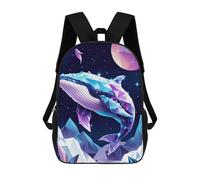 sinyumoney Cosmic Polygon Whale Backpack Kids School Backpack School Bag 3D Printed Fashion School Bag for Boys Elementary And Middle School Student 17inch