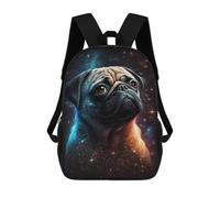 sinyumoney Cosmic Pug Portrait-3 School Backpack Water Resistant Travel Backpack Computer Bag for Men, Women & Teenage Boys 17inch