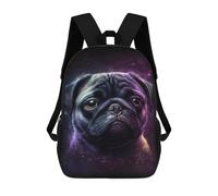 sinyumoney Cosmic Pug Portrait Backpack School Daypacks Business Backpack Water Resistant Bookbag for Boys/Girls/Teenagers 17inch