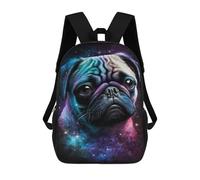 sinyumoney Cosmic Pug Portrait Print-2 Backpack School Bag Rucksack Casual Daypacks School Work Travel Bag for Teenage Girls Boys Women Men 17inch