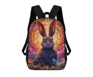 sinyumoney Cosmic Rabbit A Digital Artwork Kids Backpacks,3D Personalized School Bookbags for Boys Girls Large Schoolbags Casual Daypack 17inch