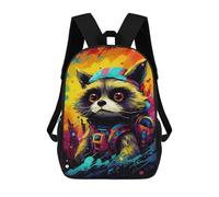 sinyumoney Cosmic Raccoon Adventure Children's Backpacks School Backpack 3D Printed for Kids Travel Rucksacks Book Bags Kids 17inch School Bag