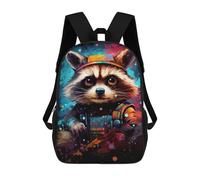 sinyumoney Cosmic Raccoon Adventure Gear-1 3D Printed 17inch School Bag Children's School Backpack Travel Backpacks Casual Fashion Bag for Kids School Students
