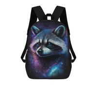 sinyumoney Cosmic Raccoon Art Print-2 School Bags Lightweight Schoolbag Dayback Bookbag College for Boys/Girls/Teenagers 17inch
