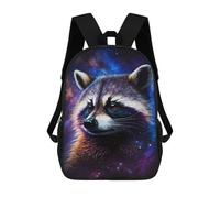 sinyumoney Cosmic Raccoon Art Print-4 Backpacks Kids 17inch School Backpack School Bag 3D Printed School Bag for Boys Elementary And Middle School Students