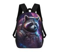 sinyumoney Cosmic Raccoon Astronaut-5 3D Printed Children's 17 Inch Backpacks 3D Printed Casual School Bag for Boys Elementary And Middle