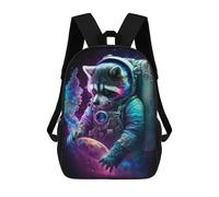 sinyumoney Cosmic Raccoon Astronaut School Backpack Secondary Causal Travel High School Bags for Camping Outdoor Adventures And Daily Travel 17inch