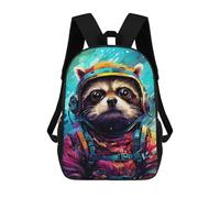 sinyumoney Cosmic Raccoon Explorer-3 Backpack School Large School Backpack for Boys for Teenage Girls Boys Women Men 17inch