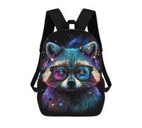 sinyumoney Cosmic Raccoon Glasses Art Print-1 Backpack School Rucksack Casual Daypacks School Work Travel Bag for Men, Women & Teenage Boys 17inch
