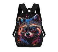 sinyumoney Cosmic Raccoon Glasses Art Print-2 Backpacks, Kids Backpack Student School Bag 3D Printed Travel Backpacks Fashion Accessory Backpack Children Waterproof School Bags 17inch