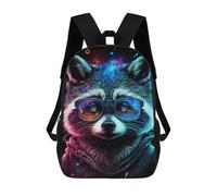 sinyumoney Cosmic Raccoon Glasses Art Print Backpack School Large School Backpack for Boys for Teenage Girls Boys Women Men 17inch