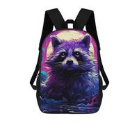 sinyumoney Cosmic Raccoon Portrait 3D Printed Children's School Backpack for Kids High Capacity Travel Rucksacks Book Bags Kids School Bag Back Pack 17inch