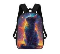 sinyumoney Cosmic Rainbow Cat Art Print Backpack School Water Resistant Travel Backpack Computer Bag - Perfect for Travel, Work And Daily Use 17inch