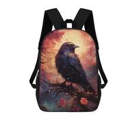 sinyumoney Cosmic Raven 3D Printed Kids Backpacks Boys Fashion School Bag Travel Backpacks School Bags for Boys Elementary School Students 17inch
