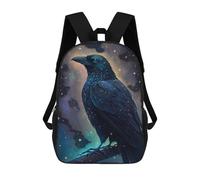 sinyumoney Cosmic Raven Art Print-1 3D Printed 17 Inch School Backpack Casual Children's Backpacks 3D Printed for Boys Elementary And Middle