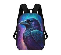 sinyumoney Cosmic Raven Art Print 17 Inch Backpack School Bag Rucksack for Girls Boys Large Capacity Kids Back Pack Lightweight School Bags for Children Students