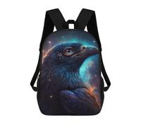 sinyumoney Cosmic Raven Portrait 17 Inch Kids Backpack Fashion Fun Backpack Book Bag for Boys And Teenager 3D Printed for Boys