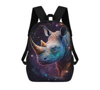sinyumoney Cosmic Rhino Portrait Children's Backpacks School Backpack 3D Printed for Kids Travel Rucksacks Book Bags Kids 17inch School Bag