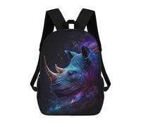 sinyumoney Cosmic Rhino Profile Children's Backpacks 17inch School Backpack 3D Printed Bag Bookbag for Kids Travel Rucksacks Boy Girl Book Bags Kids School Bag