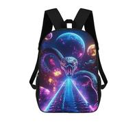 sinyumoney Cosmic Serpent Snake Space Planets School Bag Backpack Teen Schoolbag 3D Printing Adjustable Schoolbag Fashion Pocket Bag for Kids Boys Girls Students And Teenagers Fans 17inch