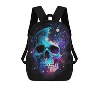sinyumoney Cosmic Skull Art Print-2 Backpack School Bag Large School Backpack for Boys - Perfect for Travel, Work And Daily Use 17inch