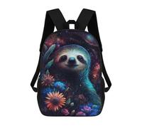 sinyumoney Cosmic Sloth with Flowers-1 3D Printed 17inch Kids School Backpack School Bag Fashion Rucksacks for Boys Elementary And Middle School Students
