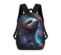 sinyumoney Cosmic Sloth with Flowers Backpack School Computer Rucksack for School/Work/Travel for Girls Boys Teenage 17inch