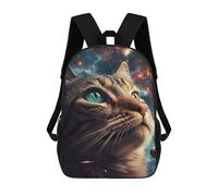 sinyumoney Cosmic Space Cat Backpack School Bag Rucksack for Girls Boys Backpacks Large Capacity Kids Back Pack Lightweight School Bags for Children Students 17inch