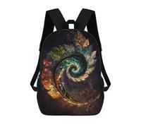 sinyumoney Cosmic Spiral Leaf Backpack with Pocket 3D Printed Backpacks, Travel Rucksacks Book Bags Kids School Bag 17inch