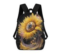 sinyumoney Cosmic Sunflower Bloom-2 Backpacks 3D Printed Kids School Backpack School Bag Fashion Rucksacks for Boys Elementary And Middle School Students 17inch