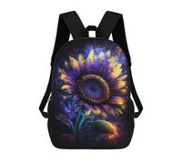 sinyumoney Cosmic Sunflower Bloom-5 3D Printed 17inch School Bag Children's School Backpack Travel Backpacks Casual Fashion Bag for Kids School Students
