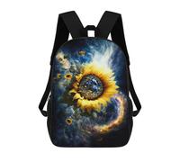 sinyumoney Cosmic Sunflower Bloom Kids Backpack,School Backpack Kids School Bag 3D Printed Cartoon Large Capacity Backpack for Kids Boys And Girls 17inch