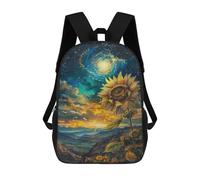 sinyumoney Cosmic Sunflower Landscape School Bags Lightweight Schoolbag Dayback Bookbag College for Boys/Girls/Teenagers 17inch