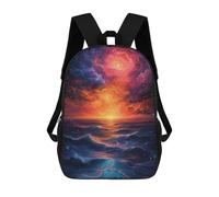 sinyumoney Cosmic Sunset Ocean 3D Printed 17inch Kids School Backpack School Bag Fashion Rucksacks for Boys Elementary And Middle School Students