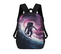 sinyumoney Cosmic Surfing Adventure-1 Backpack School Rucksack Casual Daypacks School Work Travel Bag for Men, Women & Teenage Boys 17inch